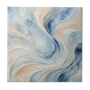 Blue Beige Waves Keramik Tile Fliese