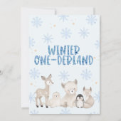 Blue Beige Winter Onederland Einladung zum Geburts (Rückseite)