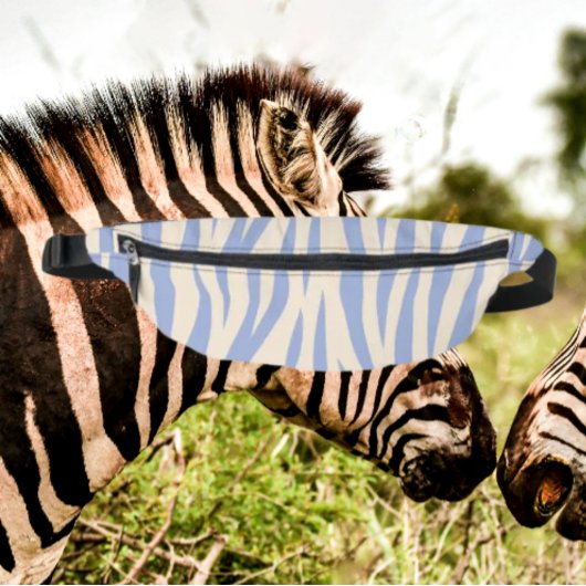 Blue & Beige Zebra Print Fanny Pack - Stilvoll Bauchtasche
