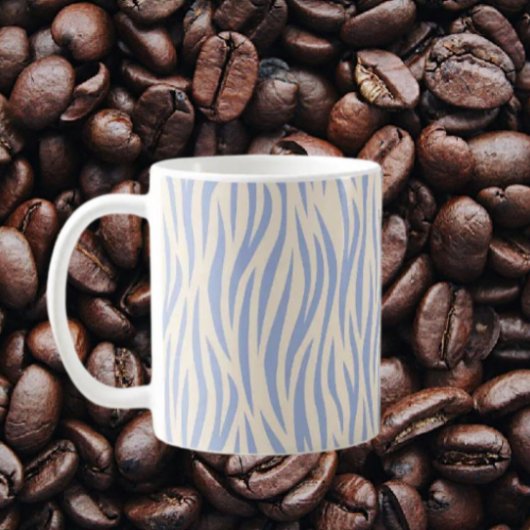 Blue & Beige Zebra Stripe Classic Tasse - Stilvoll