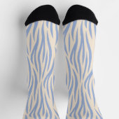Blue & Beige Zebra Stripe Crew Socken - Fun Animal (Oben)