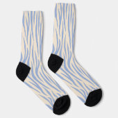 Blue & Beige Zebra Stripe Crew Socken - Fun Animal (Rechts)