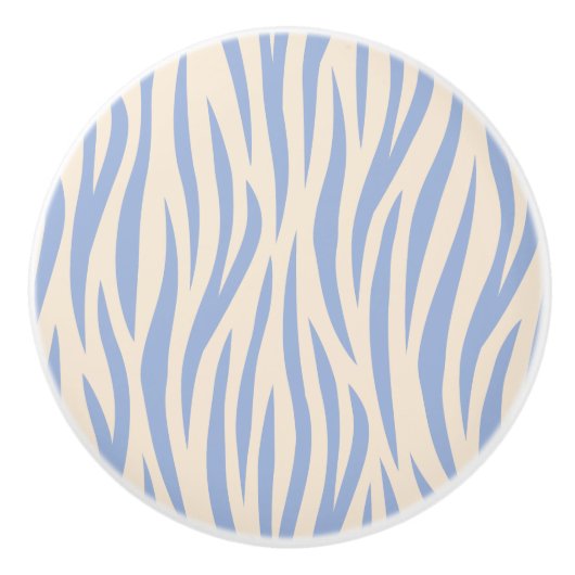 Blue & Beige Zebra Stripe Keramik Knob - Tier Keramikknauf (Vorderseite)