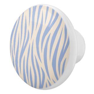 Blue & Beige Zebra Stripe Keramik Knob - Tier Keramikknauf
