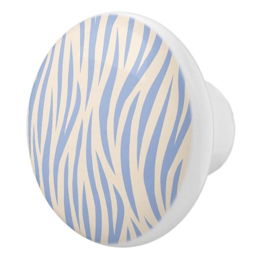 Blue & Beige Zebra Stripe Keramik Knob - Tier Keramikknauf (Rechts)