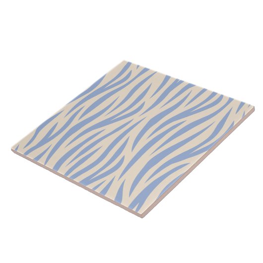 Blue & Beige Zebra Stripe Keramik Tile - Modern Fliese (Seite)