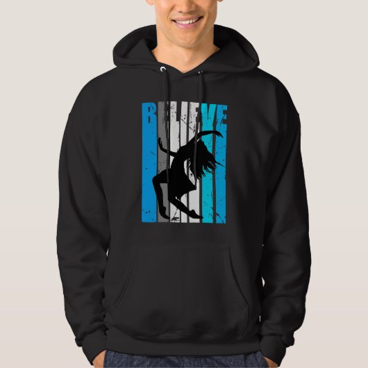 Blue Believe Motivational Girls Dance Retro Graphi Hoodie (Vorderseite)