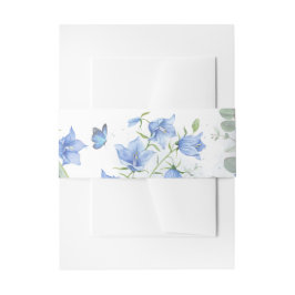 Blue Bellflower Wedding Bellyband Einladungsbanderole