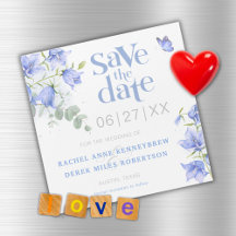 Blue Bellflower Wedding Save the Date Magnet Card
