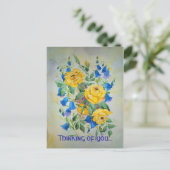 Blue bells with rose, Thinking of you. Postkarte (Stehend Vorderseite)