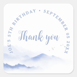 Blue Berge Danke zum Geburtstag Quadratischer Aufkleber