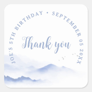 Blue Berge Danke zum Geburtstag Quadratischer Aufkleber