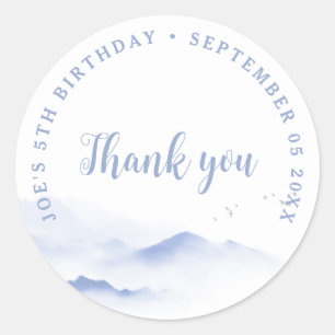Blue Berge Danke zum Geburtstag Runder Aufkleber
