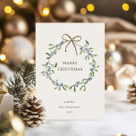 Blue Berries Elegant Wreath Frohe Weihnachtskarte Feiertagskarte<br><div class="desc">Minimalistische blaue Beeren,  gepaart mit einem eleganten Schriftart und einem nahtlosen Grünmuster auf der Rückseite. Einfach mit Ihren eigenen Informationen personalisieren. Karo in unserem Shop für weitere Artikel.</div>
