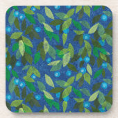 Blue Berries Minimal Blumenmuster Einfache Botanik Getränkeuntersetzer (Vorderseite)