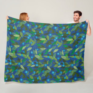 Blue Berries Minimal Floral Muster Einfache Botani Fleecedecke