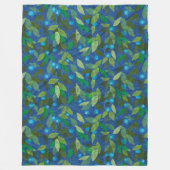 Blue Berries Minimal Floral Muster Einfache Botani Fleecedecke (Vorderseite)