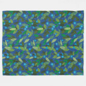 Blue Berries Minimal Floral Muster Einfache Botani Fleecedecke (Vorderseite (Horizontal))