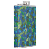 Blue Berries Minimal floral Muster Papier Collage Flachmann (Rechts)