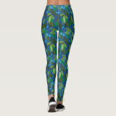 Blue Berries Minimal floral Muster Papier Collage Leggings (Rückseite)