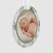 Blue Berry Botanical Baby Photo Ornament (Vorderseite)