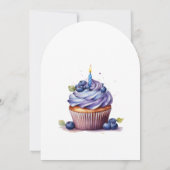 Blue Berry First Birthday Watercolor Custom Foto Einladung (Rückseite)