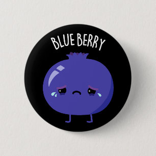 Blue Berry Funny Blueberry Pun Dark BG Button