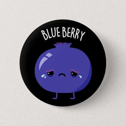 Blue Berry Funny Blueberry Pun Dark BG Button (Vorderseite)