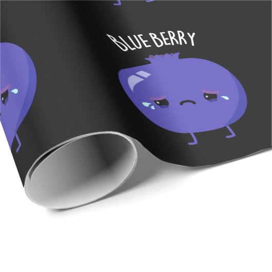 Blue Berry Funny Blueberry Pun Dark BG Geschenkpapier (Rolleneckpunkt)