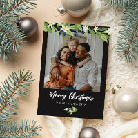 Blue Berry Greenery Foto Frohe Weihnachten