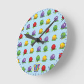 Blue Berry Pattern Runde Wanduhr (Winkel)