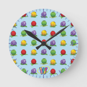 Blue Berry Pattern Runde Wanduhr