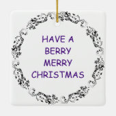 Blue Berry Pie Christmas Spaß | Funny Food Puff Keramikornament (Rückseite)