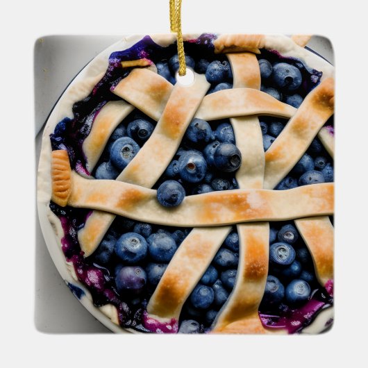Blue Berry Pie Christmas Spaß | Funny Food Puff Keramikornament (Vorderseite)