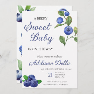 Blue Berry Sweet Baby Dusche Einladung