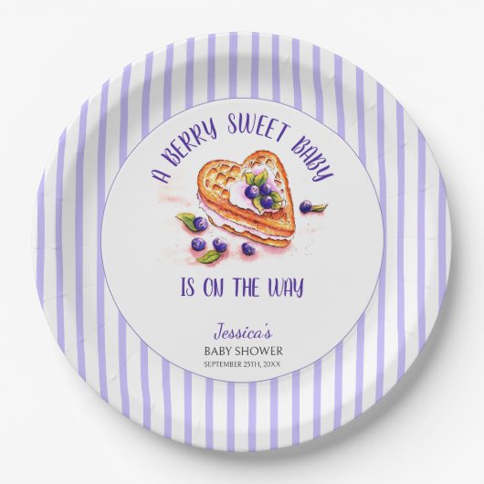 Blue Berry Sweet Fall Baby Dusche Pappteller (Vorderseite)