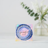 Blue Beruflich Boutique Shop Holograph QRCode Quadratische Visitenkarte (Stehend Vorderseite)