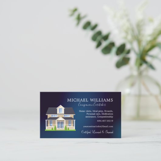 Blue Beruflich House Caregier Services Visitenkarte (Stehend Vorderseite)