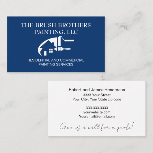 Blue Beruflich House Painter Business Card Visitenkarte (Vorne/Hinten)