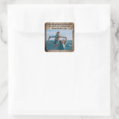 Blue best grandpa ever the times quadratischer aufkleber (Tasche)