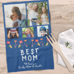 Blue Best Mama Blume 5 Foto Collage Keepake Geschirrtuch<br><div class="desc">Niedlich Blue Best Mama Blume 5 Foto Collage Keepake Fleece Blanket. Handgezeichnet Blume in wunderschönen Frühlingsfarben und 5 Fotos auf marineblarem Hintergrund. Schaffen Sie sich Ihr persönliches Geschenk für eine Mutter am Muttertag,  Geburtstag oder Weihnachten und fügen Sie Ihre Namen und Fotos hinzu.</div>