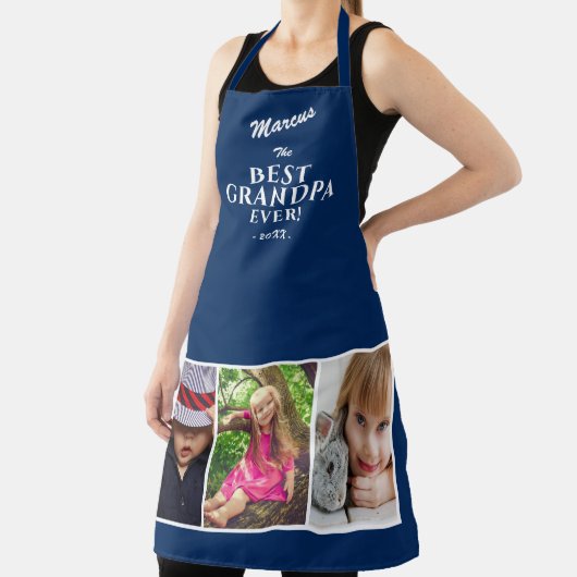 Blue Best Opa je Keepake 3 Foto Collage Schürze (InSitu)