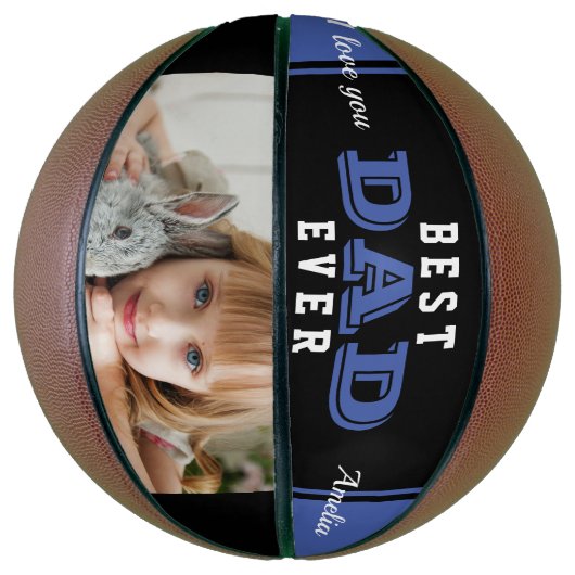 Blue Best Vater Pater Typografy Foto Basketball (Vertikal)