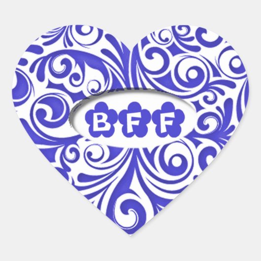 Blue BESTE FREUNDIN Heart Stickers (Vorderseite)