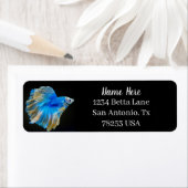 Blue Betta Fighting Fish Return Address Label (Insitu)