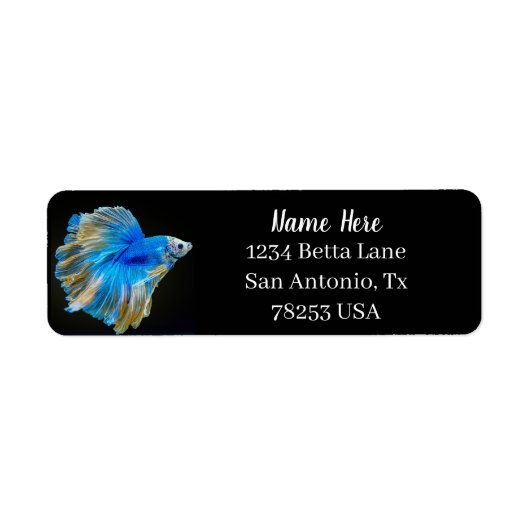 Blue Betta Fighting Fish Return Address Label (Vorne)