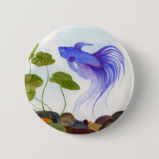 Blue Betta Fish Button (Vorderseite)