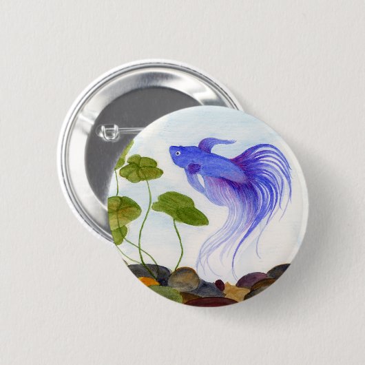 Blue Betta Fish Button (Vorne & Hinten)