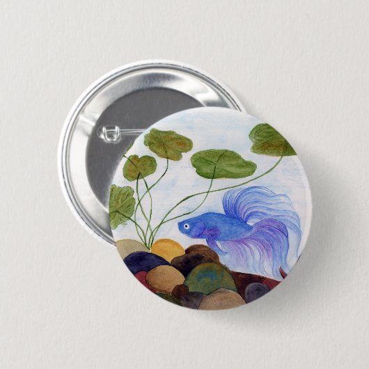 Blue Betta Fish Button (Vorne & Hinten)