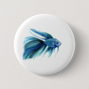 Blue Betta Fish Button